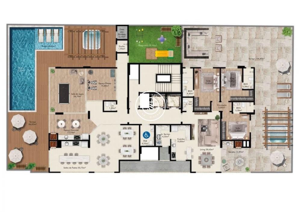 Apto na Planta com 130m