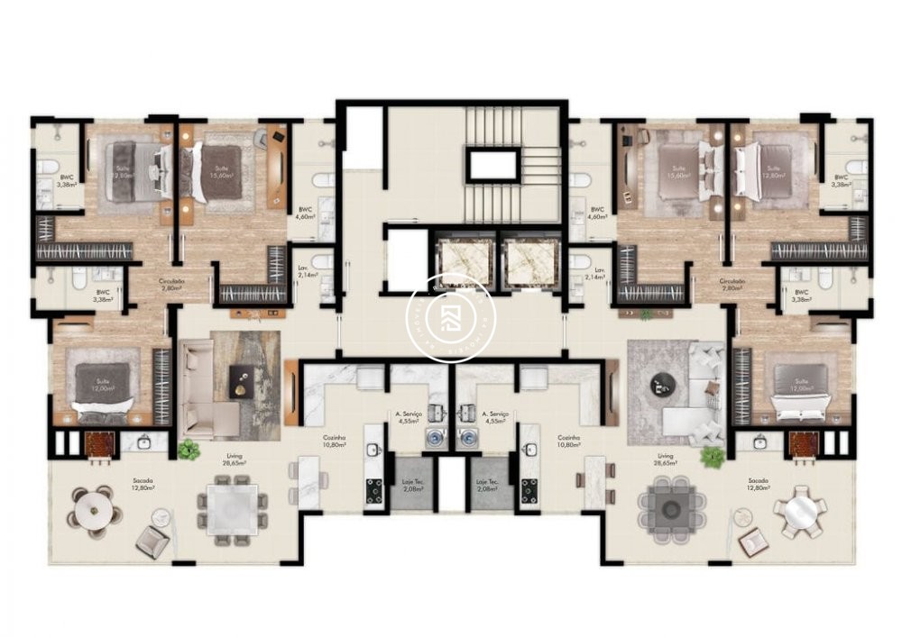 Apto na Planta com 130m