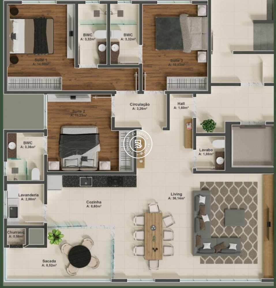 Apartamento na planta no Centro de Itapema 