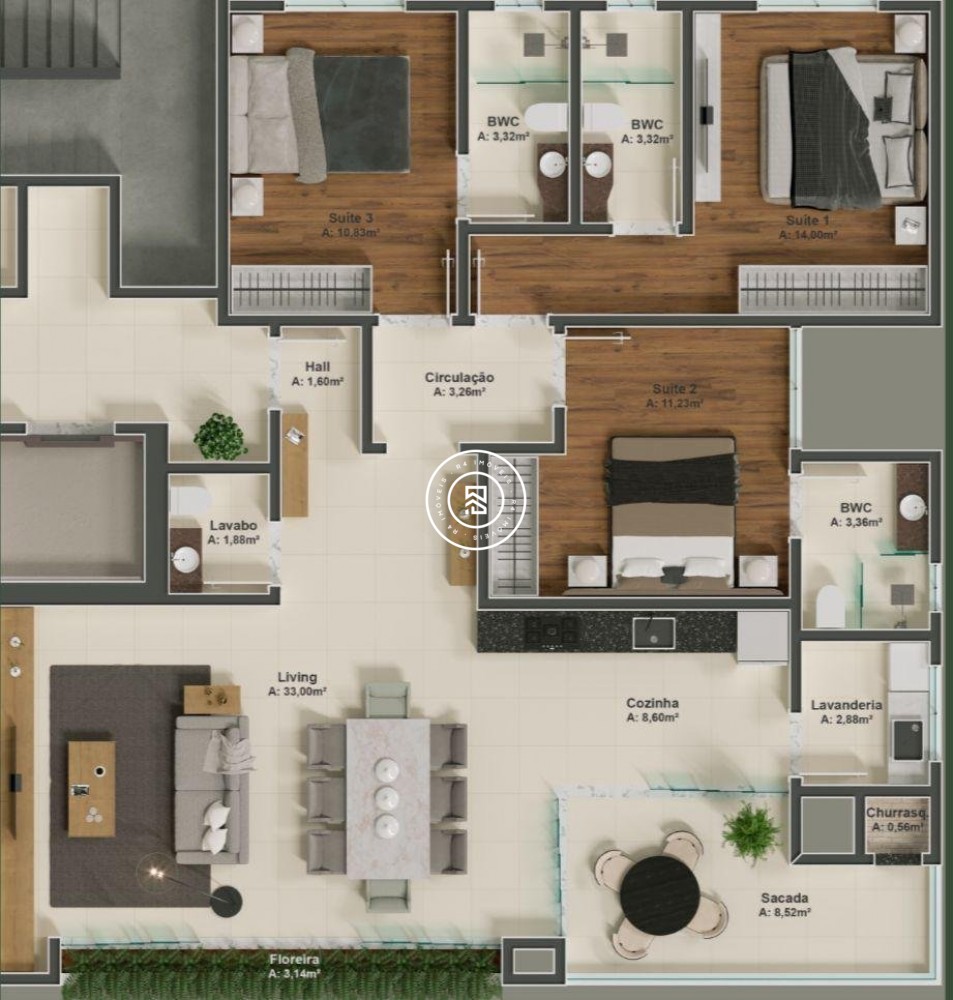 Apartamento na planta no Centro de Itapema 
