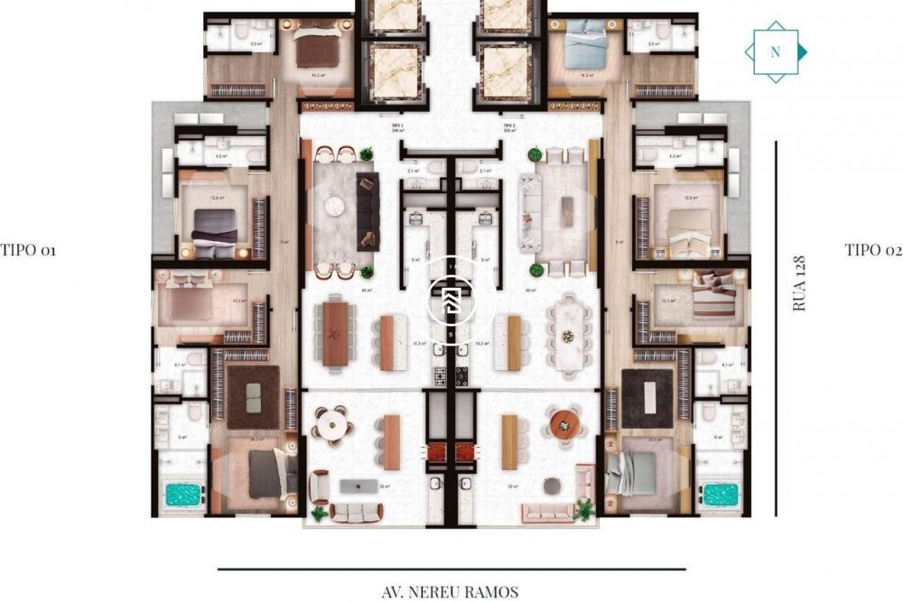Apartamento na planta no Centro de Itapema 